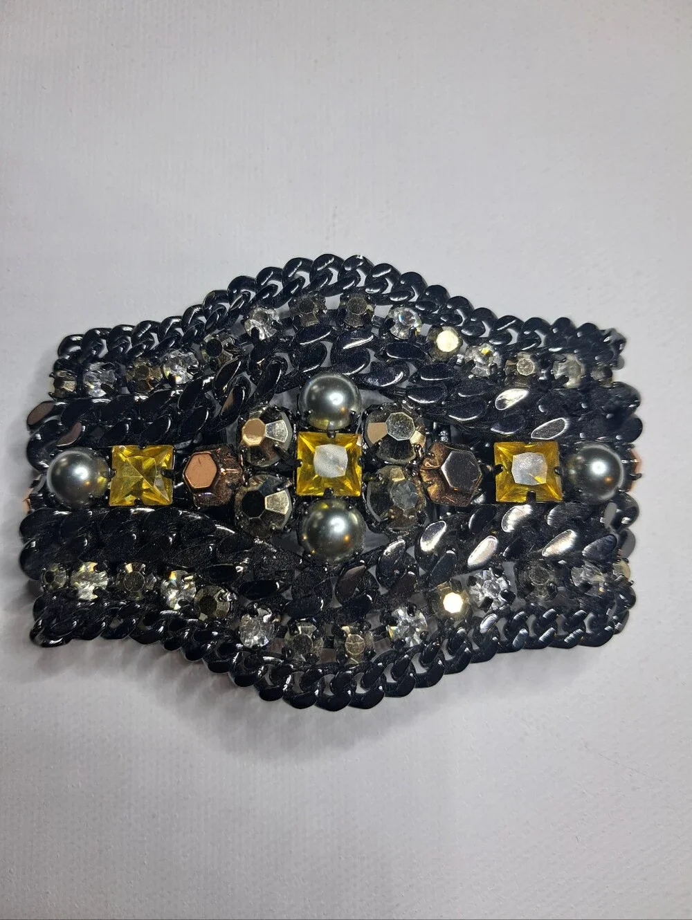 Stella & Dot Kahlo Statement Cuff Bracelet in Metallic Gunmetal